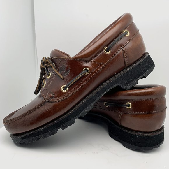 Timberland Other - Timberland 32026 Mens Brown Leather 3-Eye Boat Shoes Lug Soles Size 7.5 M EUC